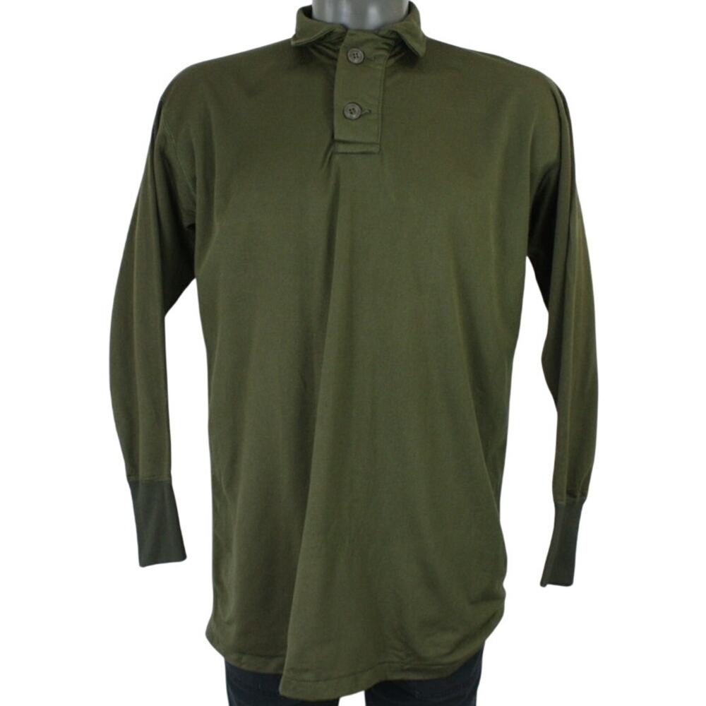 Vintage 80s Military Issue Green Heat Retentive Sleeping Polo Shirt Mens M